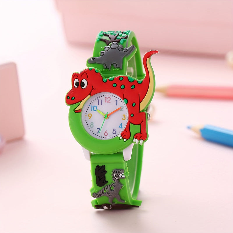 Dinosaurus Kinderhorloge voor Kinderen - Leuke Cartoon Tyrannosaurus Rex met Siliconen Band