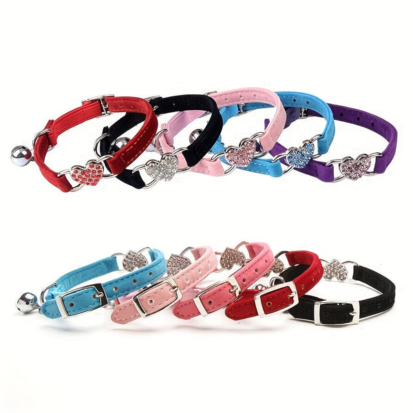 Sparkling Heart Kattenhalsband – Voeg een Luxueuze Touch Toe aan de Look van je Kat