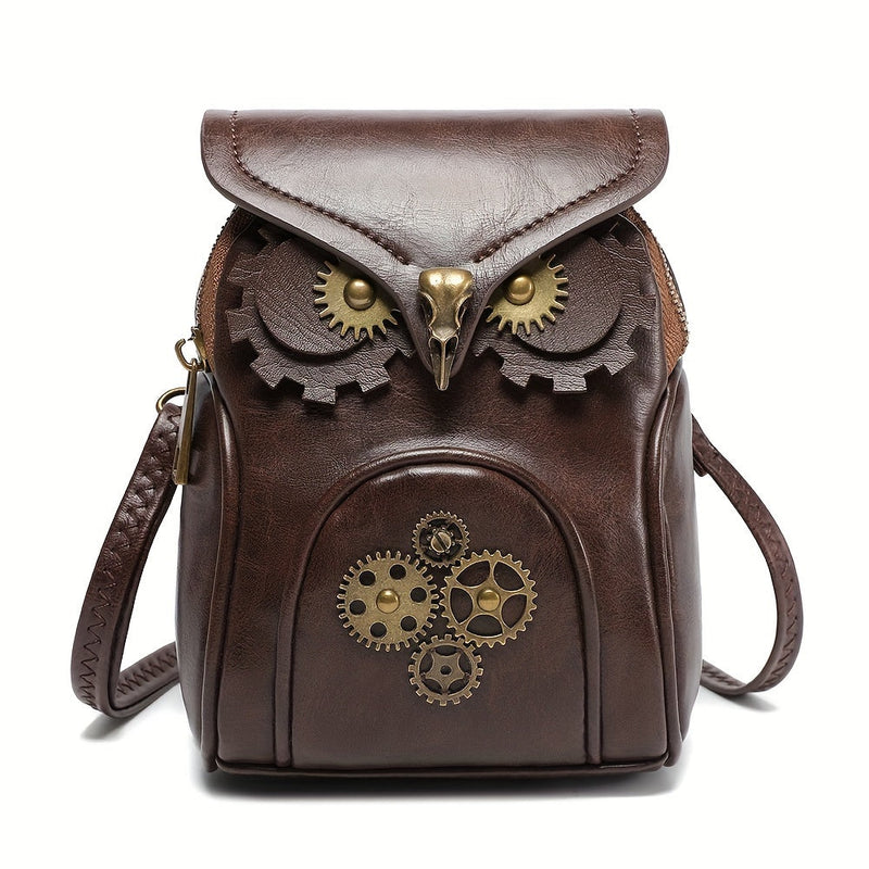 Steampunk Uil Mini Schoudertas – Stoer en Functioneel