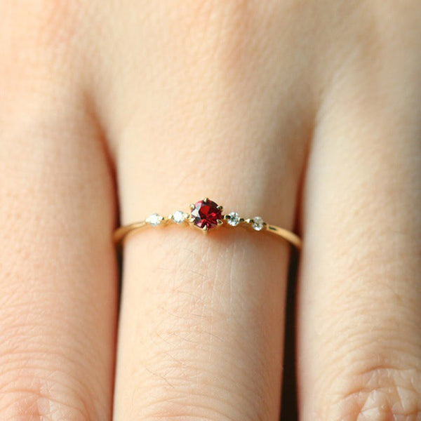18K Gouden Granaatsteen Ring - Elara