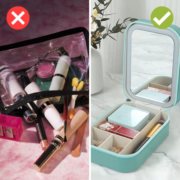 Compacte verlichte make-up organizer voor onderweg - Liora