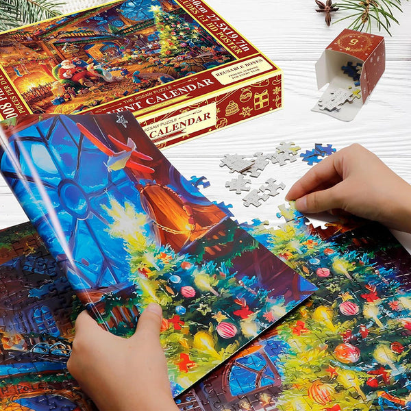 Kerst Puzzel Adventskalender – 1008 Stukjes, Dagelijks Puzzelplezier
