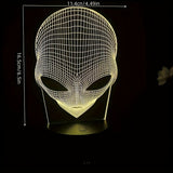 3D Alienhoofd LED Tafellamp met 7 Kleuren - Lunaris
