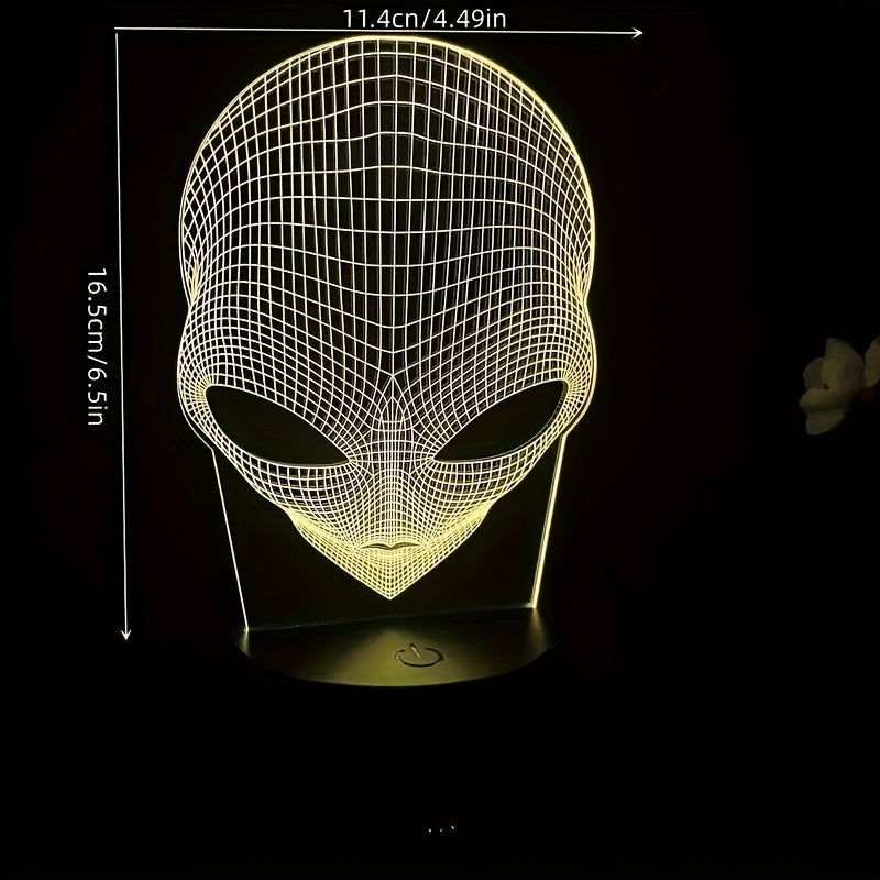 3D Alienhoofd LED Tafellamp met 7 Kleuren - Lunaris