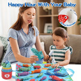 Kinderen's Stoffen Visspel – Pluche Vissen en Stapelbekers voor Leerzaam Plezier