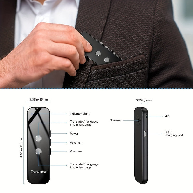Draagbare Tweerichtings Taalvertaler – USB Oplaadbaar en Wi-Fi Ingebouwd