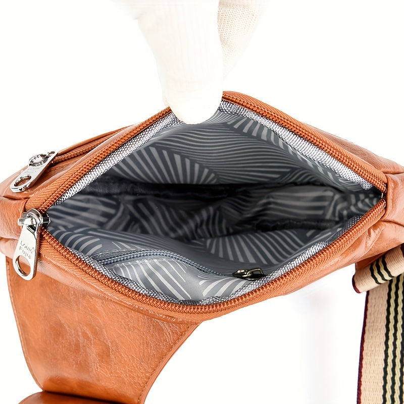 Vintage Kunstleren Crossbody Tas – Verstelbare Riem met Gespsluiting