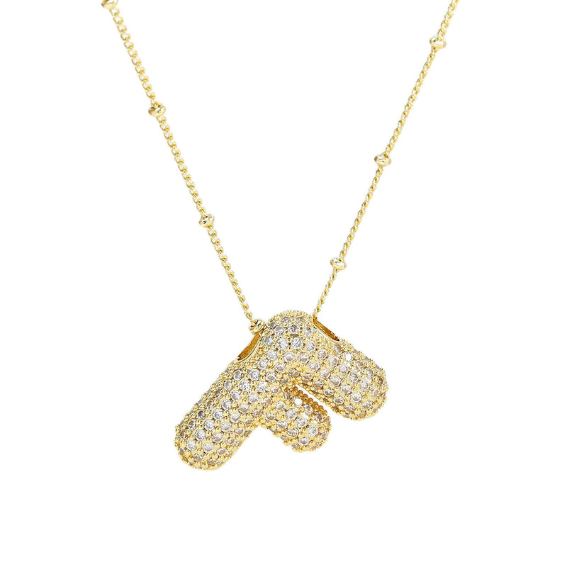 Dames Ketting – Initial Hanger – Fonkelende Stenen – Verfijnde Schakelketting – Statement Sieraad