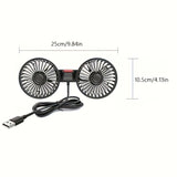 Draagbare Dubbele Autoventilator – 5-Blad 360° Draaibaar Ultra-Stil