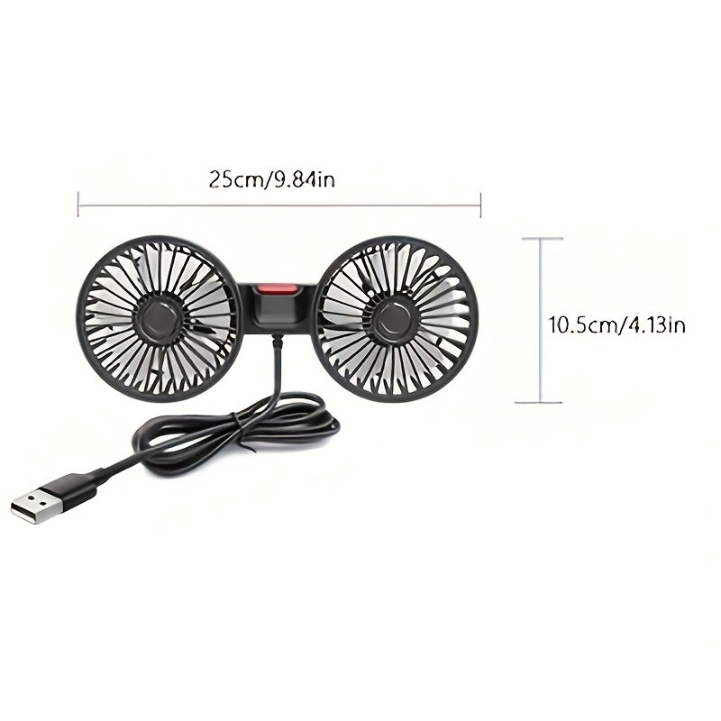 Draagbare Dubbele Autoventilator – 5-Blad 360° Draaibaar Ultra-Stil
