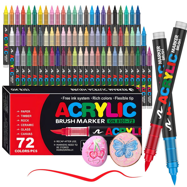 72 Kleuren Acrylverf Markers – Perfect voor Creatief Schilderen op Diverse Oppervlakken