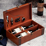 Classic 2-Flessen Wijndrager met Accessoires – Draagbare Cadeaubox