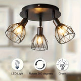 Industriële Drie-Licht Plafondlamp - Voor Flexibele en Moderne Verlichting