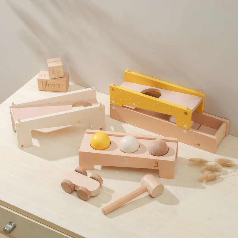 Motorische Kogelbaan van Hout met Hamer en Auto – Speelplezier