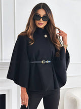 Elegante Korte Poncho Jas Voor Vrouwen Met Riem
