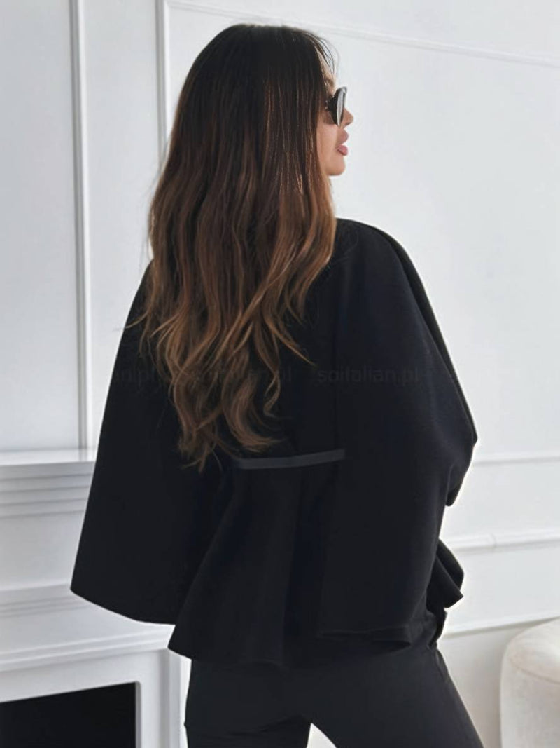 Elegante Korte Poncho Jas Voor Vrouwen Met Riem