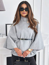 Elegante Korte Poncho Jas Voor Vrouwen Met Riem