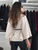 Elegante Korte Poncho Jas Voor Vrouwen Met Riem