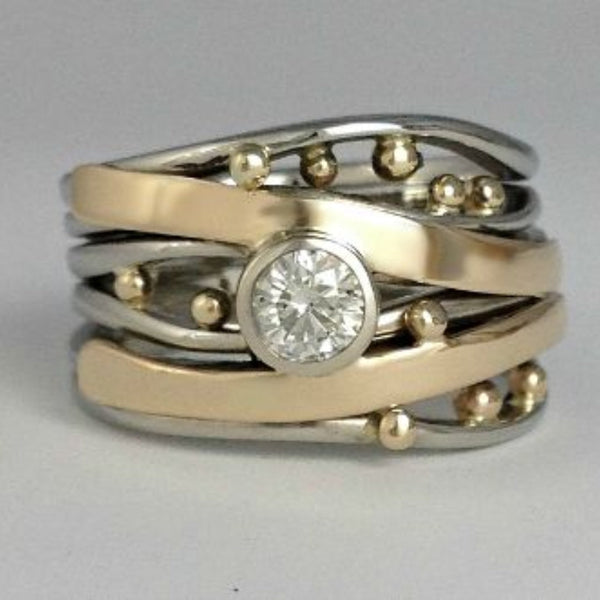 Vintage Gouden Ring met Ingewerkte Zirkonia - Ameline