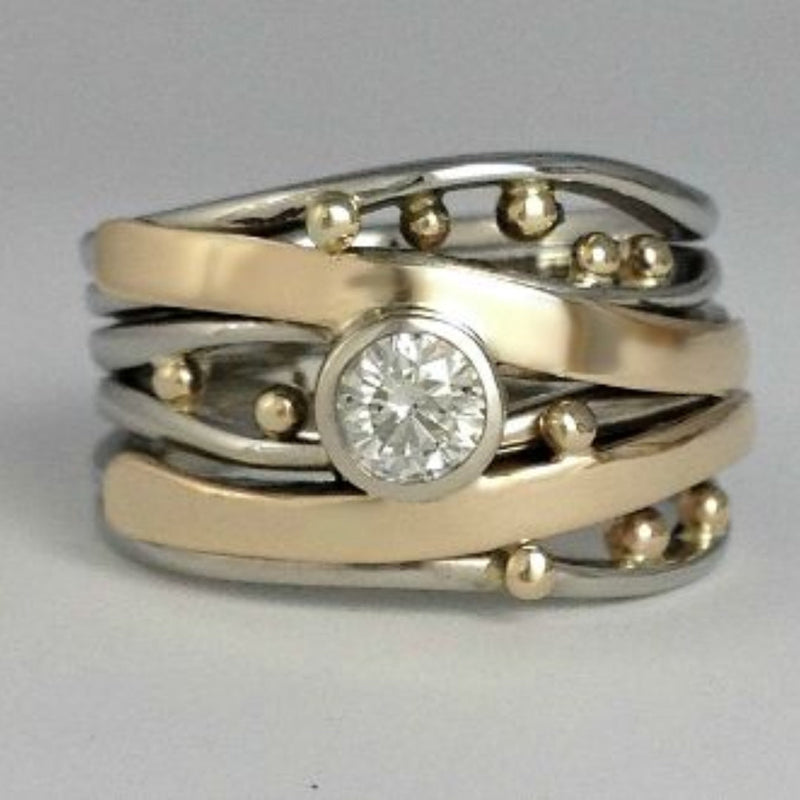 Vintage Gouden Ring met Ingewerkte Zirkonia - Ameline