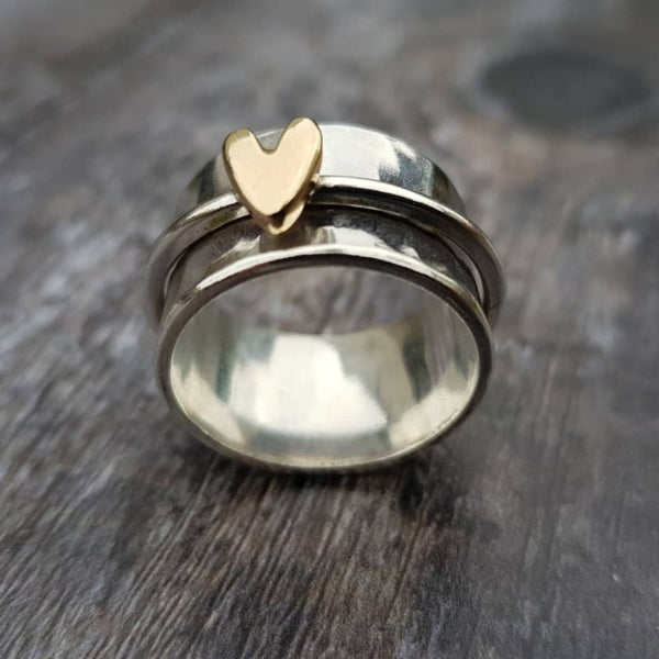 Vintage Zilveren Ring met Gouden Hart - Auryn