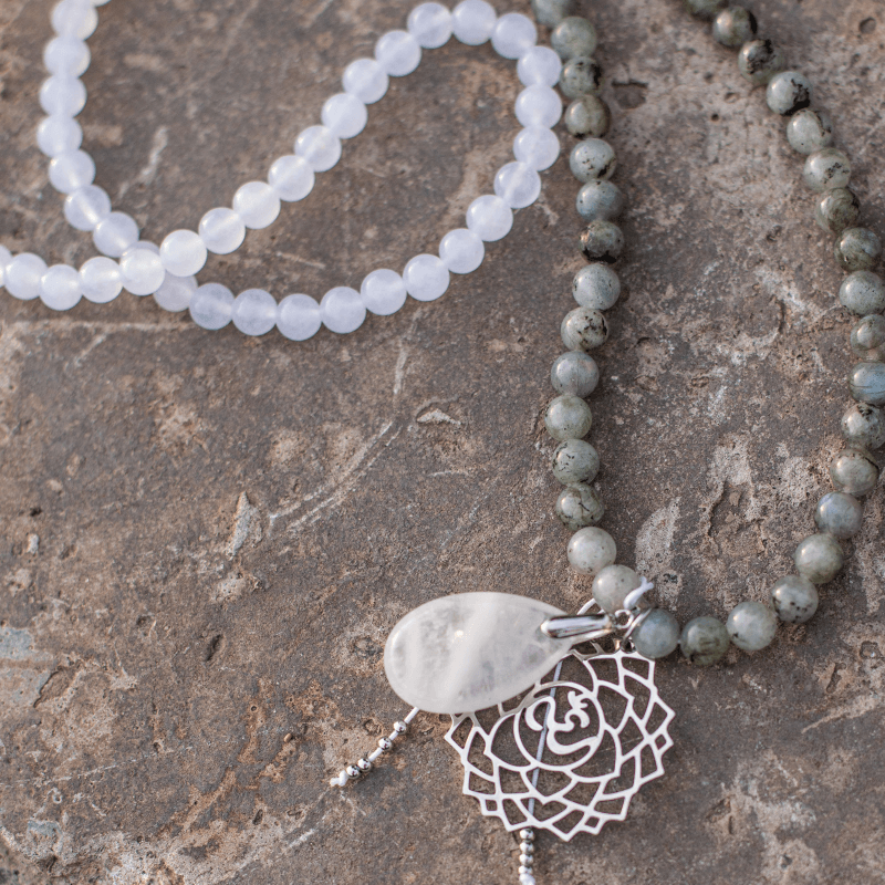 Labradoriet, Jade en Amethyst Mala – Seraphine