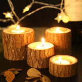 RusticGlow | Ervaar de betoverende sfeer van een set houten kandelaars!