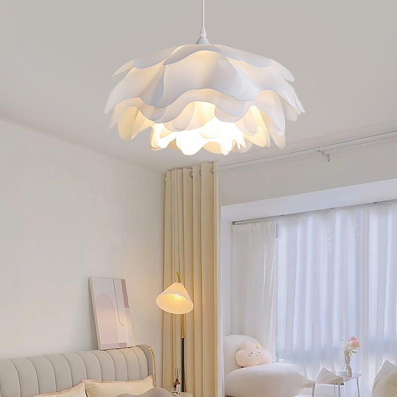 Bloemvormige Witte Hanglamp – Elegante LED Plafondlamp met Verstelbare Hoogte
