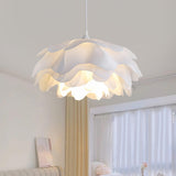Bloemvormige Witte Hanglamp – Elegante LED Plafondlamp met Verstelbare Hoogte
