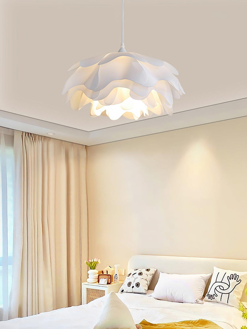 Bloemvormige Witte Hanglamp – Elegante LED Plafondlamp met Verstelbare Hoogte
