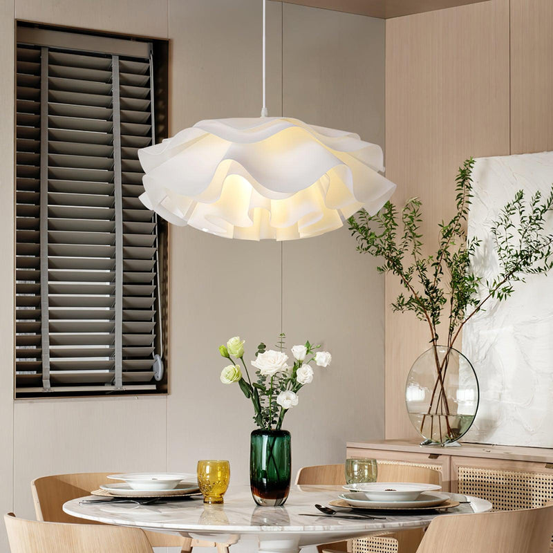 Bloemvormige Witte Hanglamp – Elegante LED Plafondlamp met Verstelbare Hoogte
