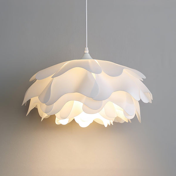 Bloemvormige Witte Hanglamp – Elegante LED Plafondlamp met Verstelbare Hoogte