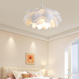 Bloemvormige Witte Hanglamp – Elegante LED Plafondlamp met Verstelbare Hoogte