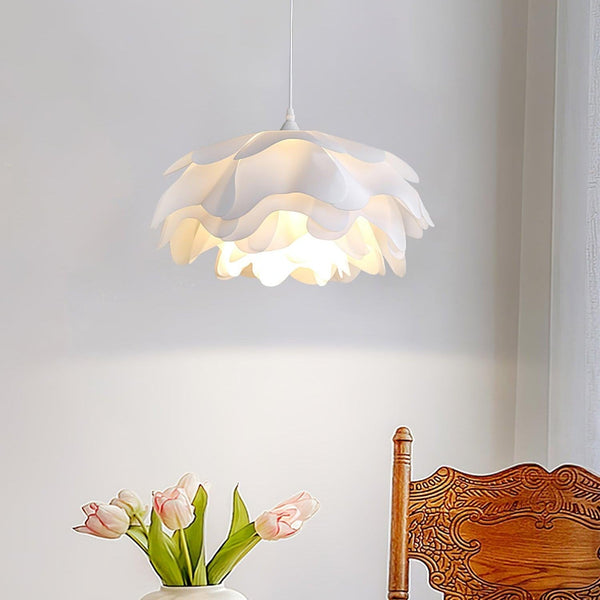 Bloemvormige Witte Hanglamp – Elegante LED Plafondlamp met Verstelbare Hoogte