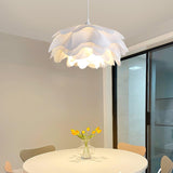Bloemvormige Witte Hanglamp – Elegante LED Plafondlamp met Verstelbare Hoogte