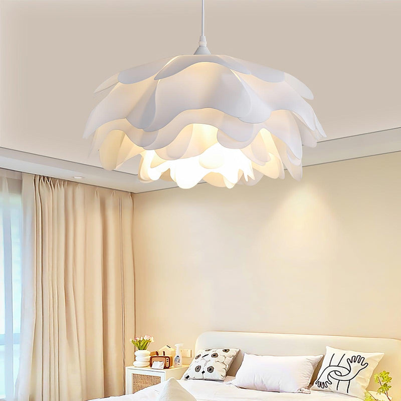 Bloemvormige Witte Hanglamp – Elegante LED Plafondlamp met Verstelbare Hoogte