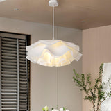 Bloemvormige Witte Hanglamp – Elegante LED Plafondlamp met Verstelbare Hoogte