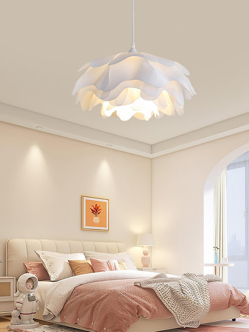 Bloemvormige Witte Hanglamp – Elegante LED Plafondlamp met Verstelbare Hoogte