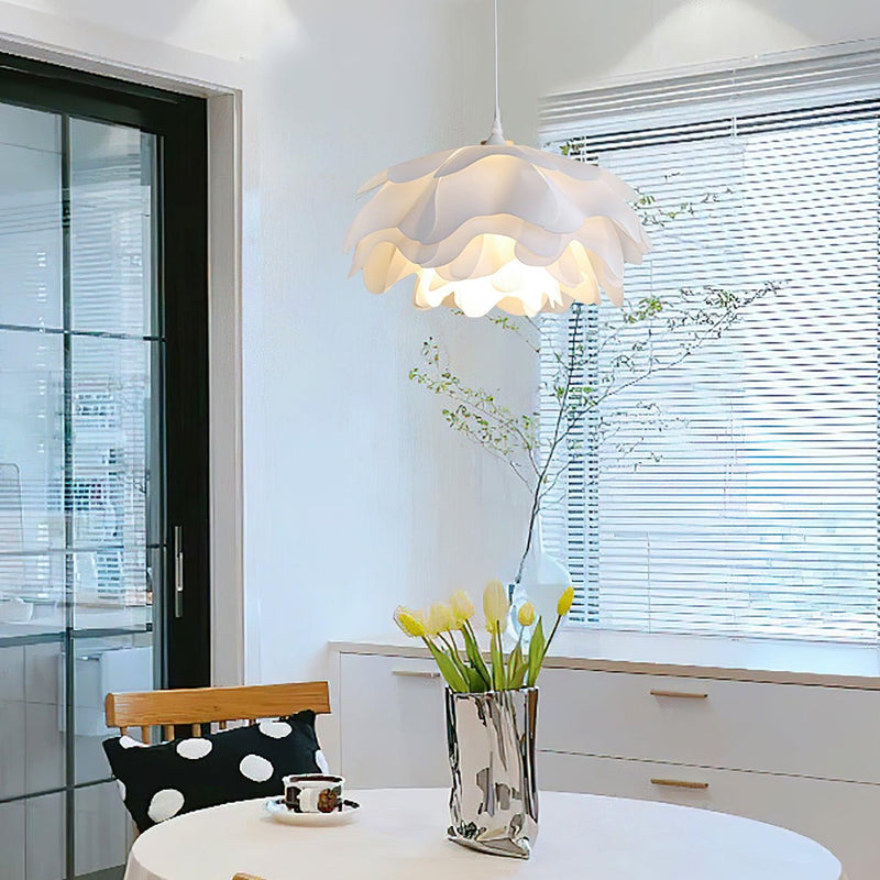 Bloemvormige Witte Hanglamp – Elegante LED Plafondlamp met Verstelbare Hoogte