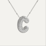 Dames Ketting – Initial Hanger – Fonkelende Stenen – Verfijnde Schakelketting – Statement Sieraad