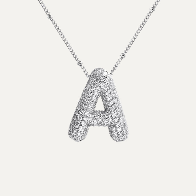 Dames Ketting – Initial Hanger – Fonkelende Stenen – Verfijnde Schakelketting – Statement Sieraad