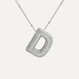 Dames Ketting – Initial Hanger – Fonkelende Stenen – Verfijnde Schakelketting – Statement Sieraad