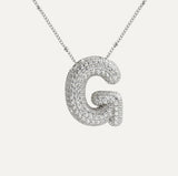 Dames Ketting – Initial Hanger – Fonkelende Stenen – Verfijnde Schakelketting – Statement Sieraad