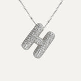 Dames Ketting – Initial Hanger – Fonkelende Stenen – Verfijnde Schakelketting – Statement Sieraad