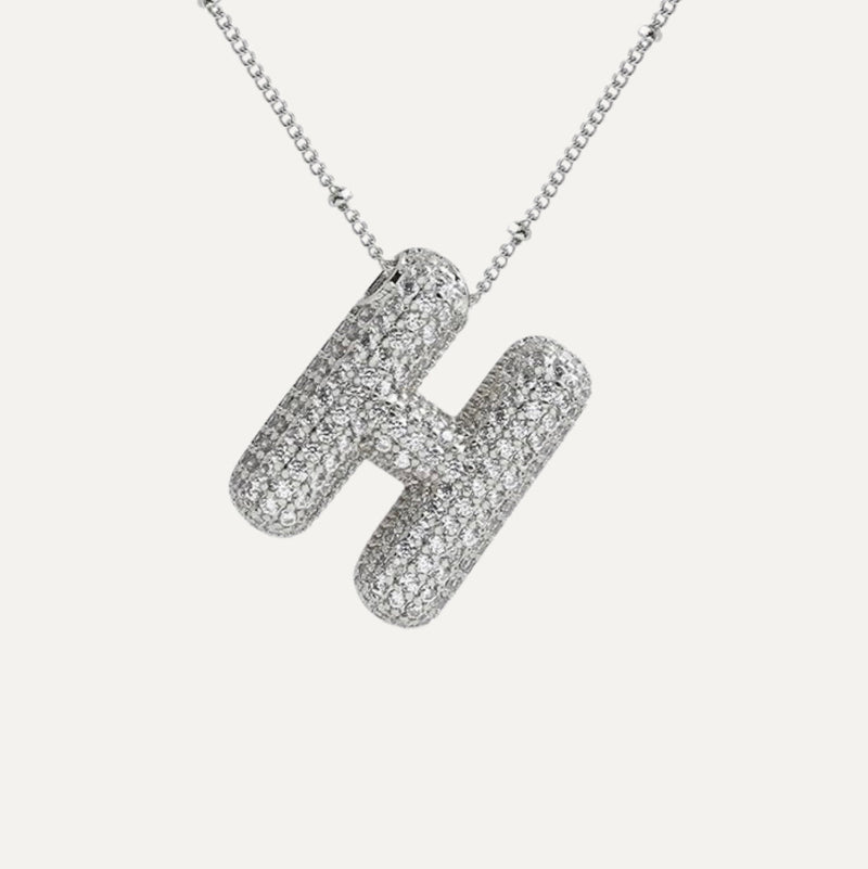 Dames Ketting – Initial Hanger – Fonkelende Stenen – Verfijnde Schakelketting – Statement Sieraad
