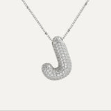 Dames Ketting – Initial Hanger – Fonkelende Stenen – Verfijnde Schakelketting – Statement Sieraad