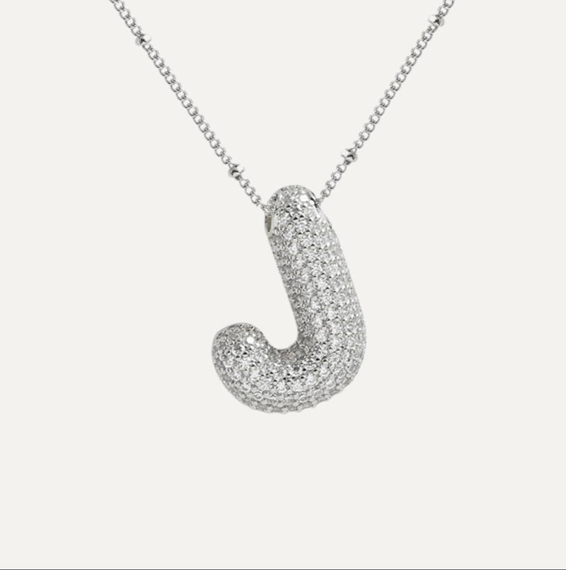 Dames Ketting – Initial Hanger – Fonkelende Stenen – Verfijnde Schakelketting – Statement Sieraad