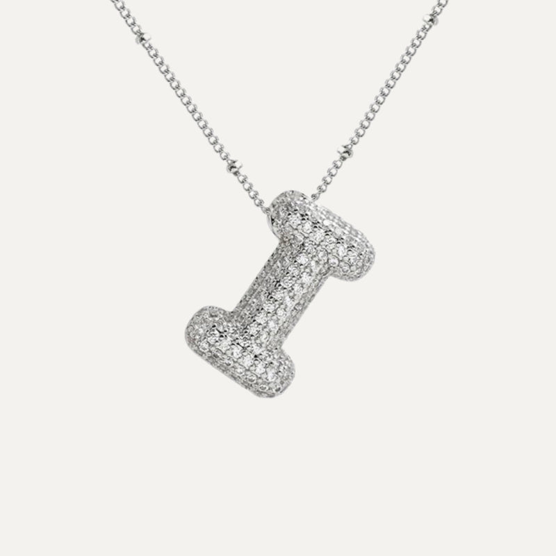 Dames Ketting – Initial Hanger – Fonkelende Stenen – Verfijnde Schakelketting – Statement Sieraad