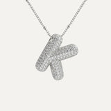 Dames Ketting – Initial Hanger – Fonkelende Stenen – Verfijnde Schakelketting – Statement Sieraad
