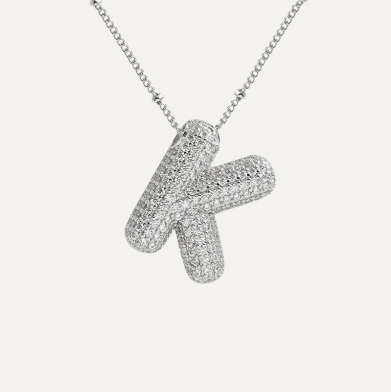 Dames Ketting – Initial Hanger – Fonkelende Stenen – Verfijnde Schakelketting – Statement Sieraad